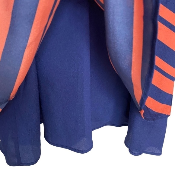 COLLECTIVE CONCEPTS Womens Top Medium Blue Coral Stripe Cami Blouse - Picture 5 of 6